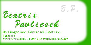 beatrix pavlicsek business card